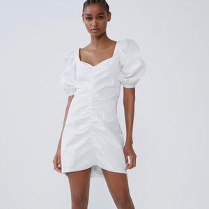 Zara white statement sleeve mini dress